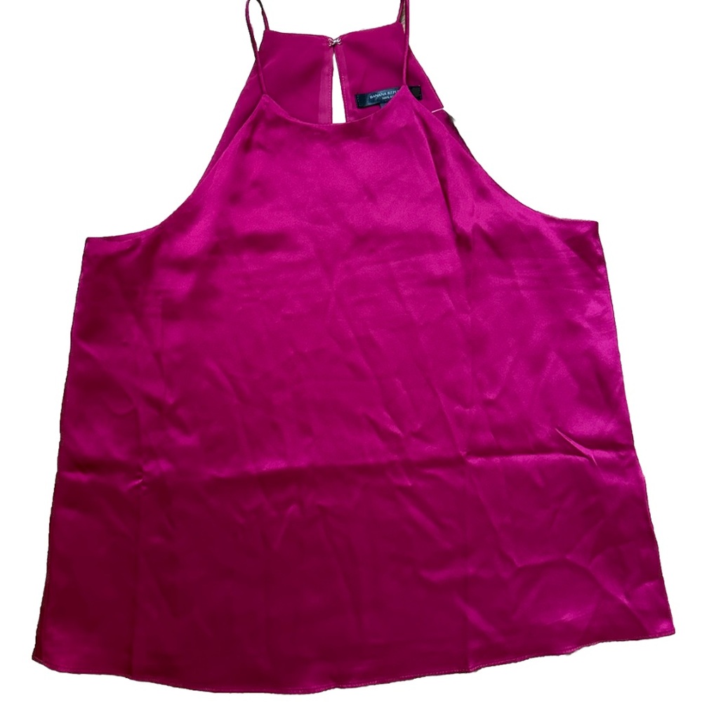 New 110$ 100% Silk Banana Republic Sleeveless Fuchsia Silk Blouse Tank Top Sz XS